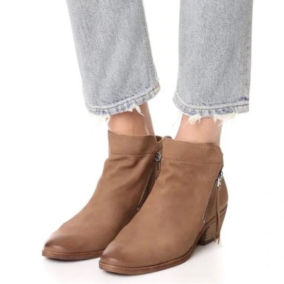 Sam Edelman Packer Women Tan Ankle Boot Sz 8 Soft Leather Low Cuban Heel Bootie - Picture 1 of 16